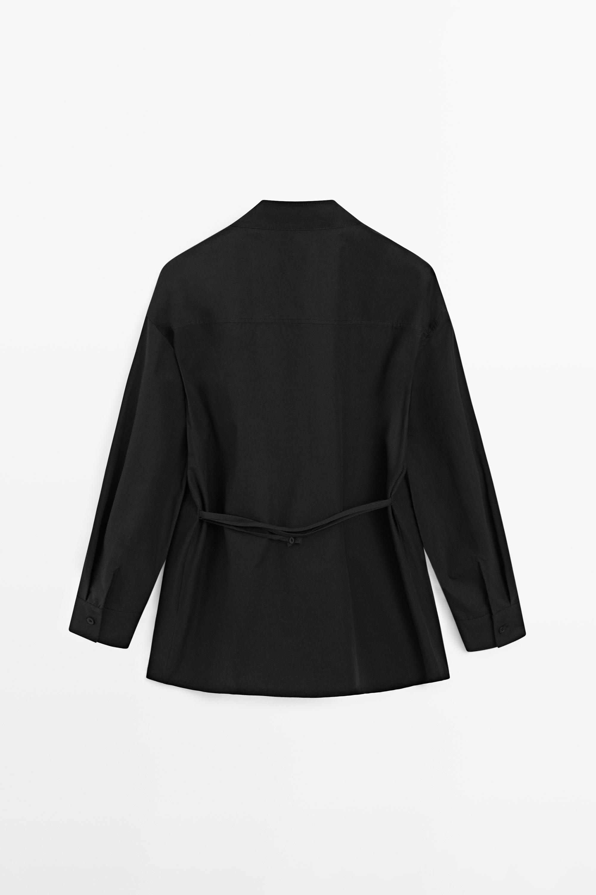 High neck shirt with strap detail